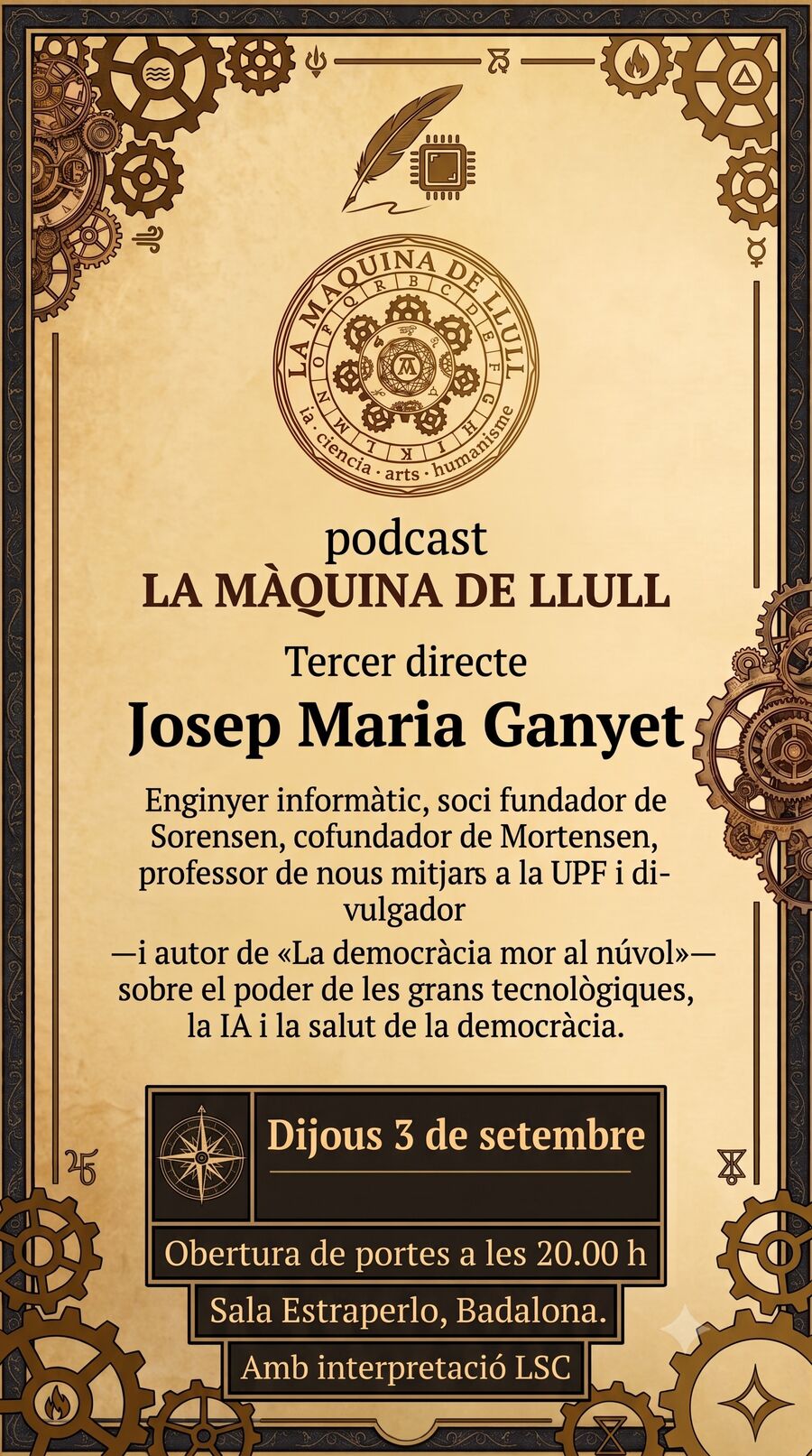Cartell — Enregistrament · Capítol 3 amb el convidat Josep Maria Ganyet